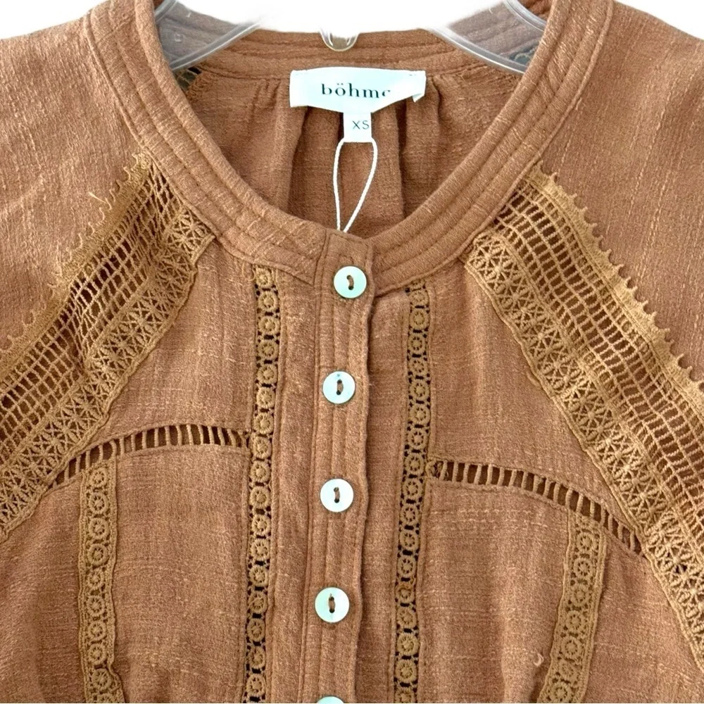 NWT Bohme Campbell Size XS Cotton Boho Romper in Russet Brown - Picture 7 of 11